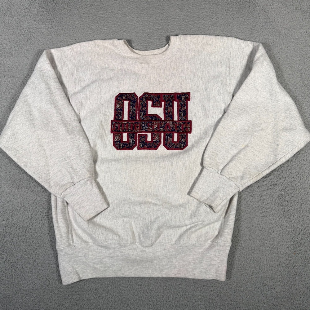 Vtg Ohio State Buckeyes Sweatshirt Adult XL Gray Paisley Embroidered Crewneck **